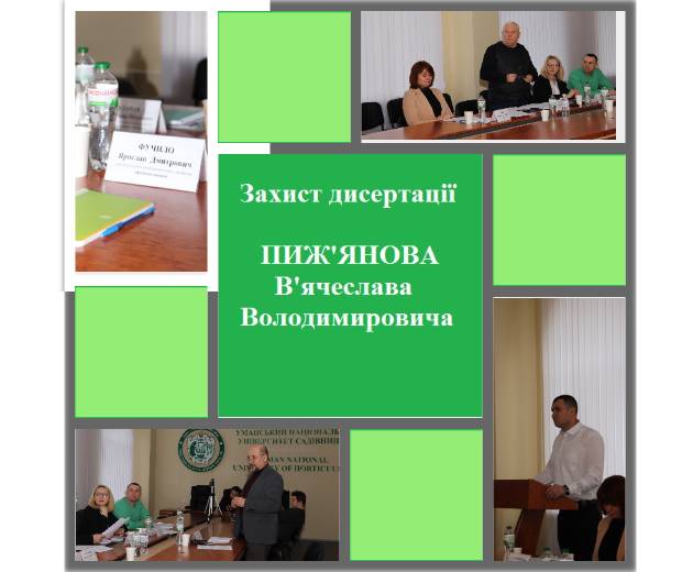 Захист дисертації Пиж’янова В’ячеслава Володимировича на здобуття  наукового ступеня доктора філософії
